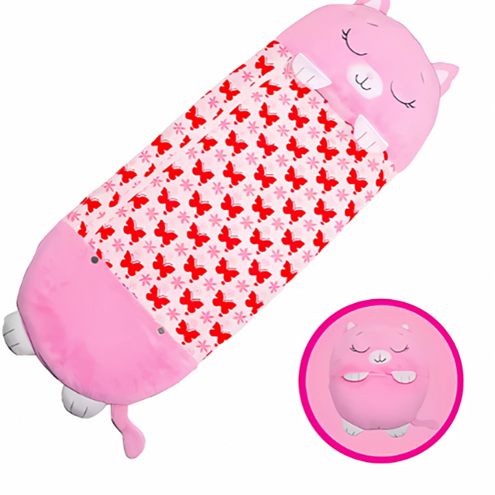 Kids' 2-in-1 Sleeping Bag with Pillow – Fun Cartoon Design