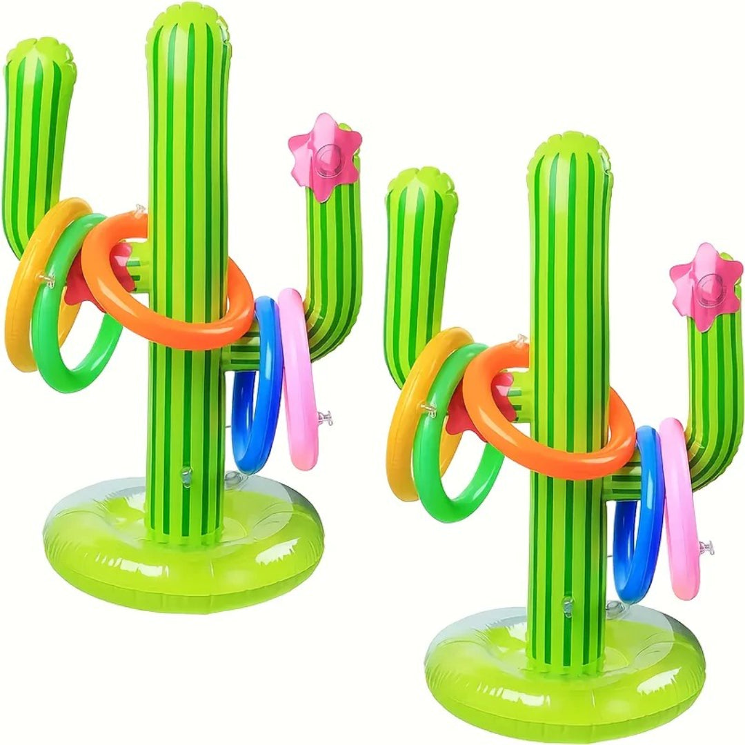 Cactus-Themed Inflatable Ring Toss Game Set