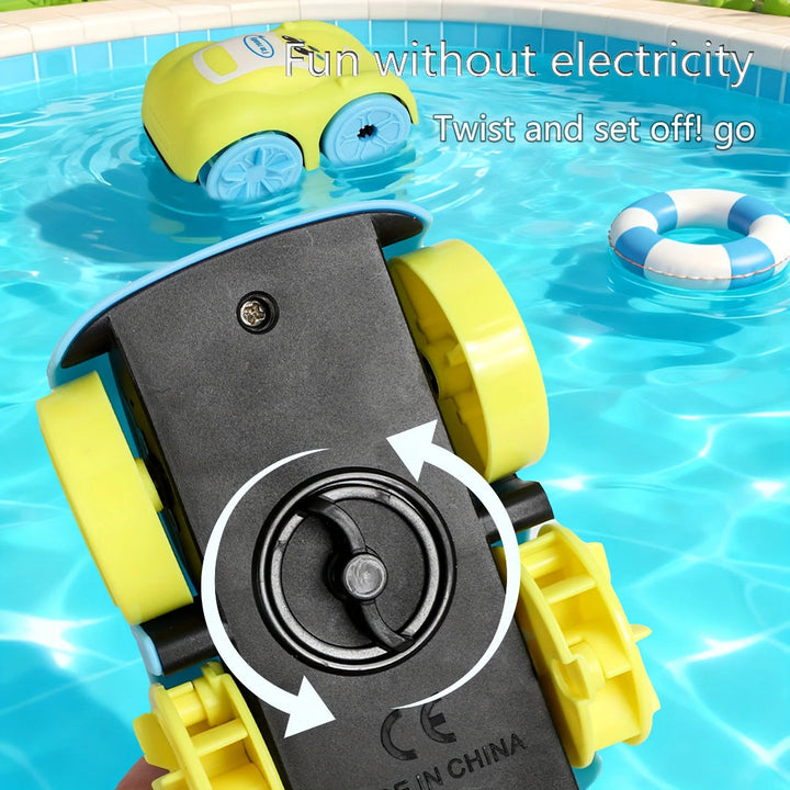Wind-Up Bath Toy Boat Car - Amphibious Vehicle for Land and Water Fun
