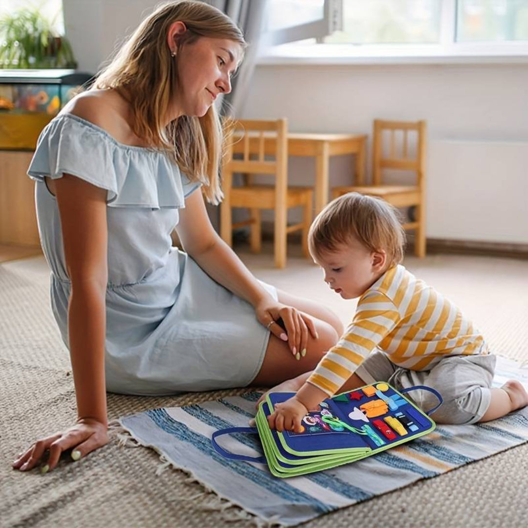 Interactive Montessori Book with Buckles, Buttons, and Shoelaces
