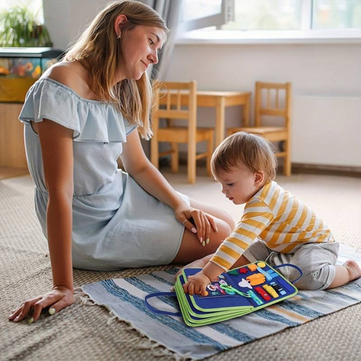 Interactive Montessori Book with Buckles, Buttons, and Shoelaces