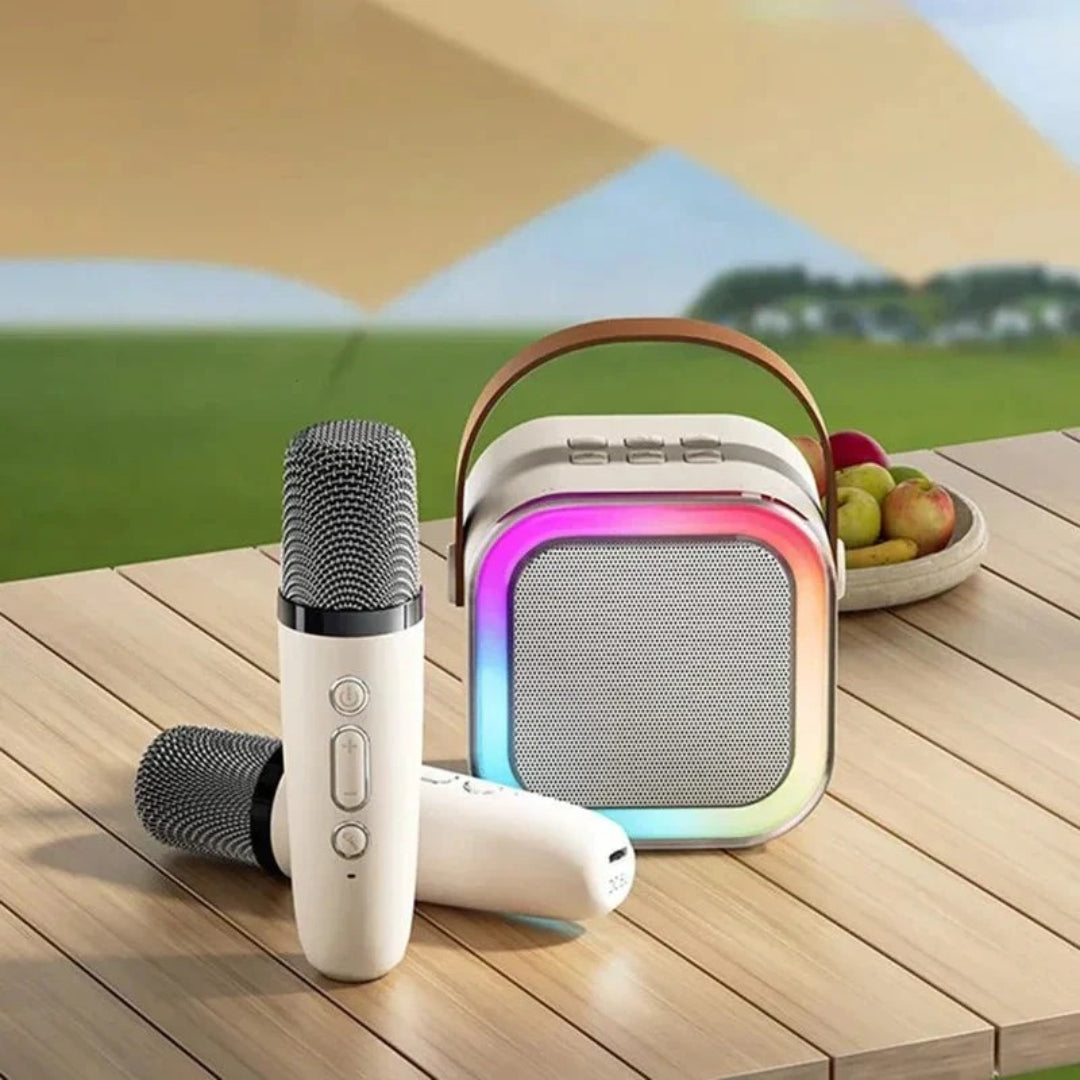 Compact Wireless Karaoke System with Microphone and Speaker