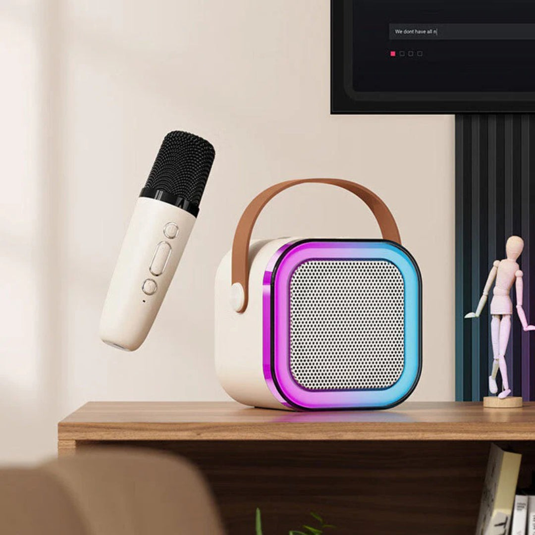 Compact Wireless Karaoke System with Microphone and Speaker