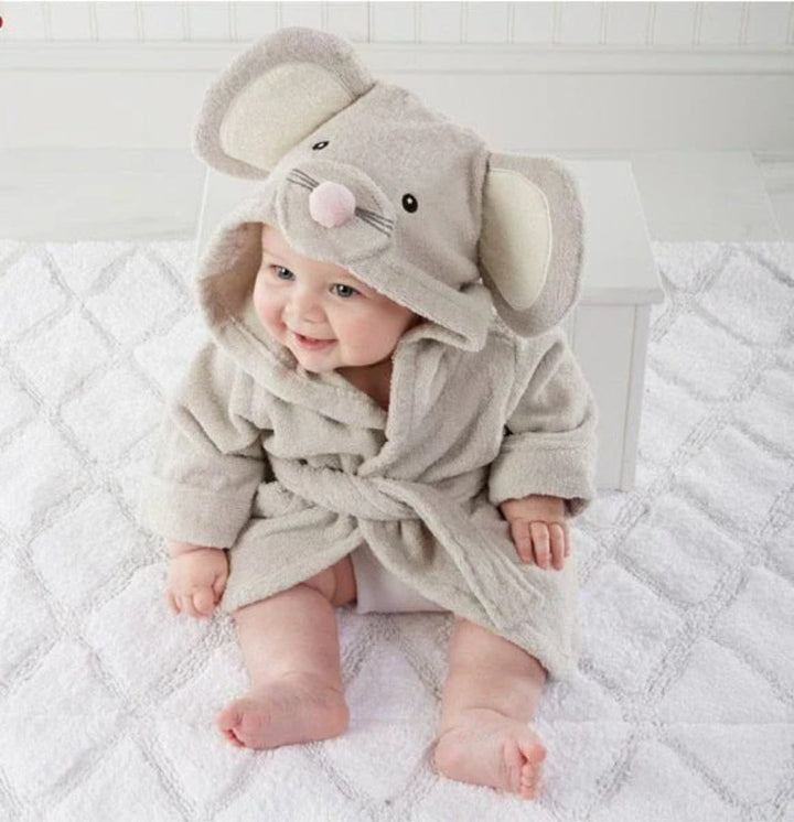 Soft and Absorbent Animal Print Baby Bathrobe