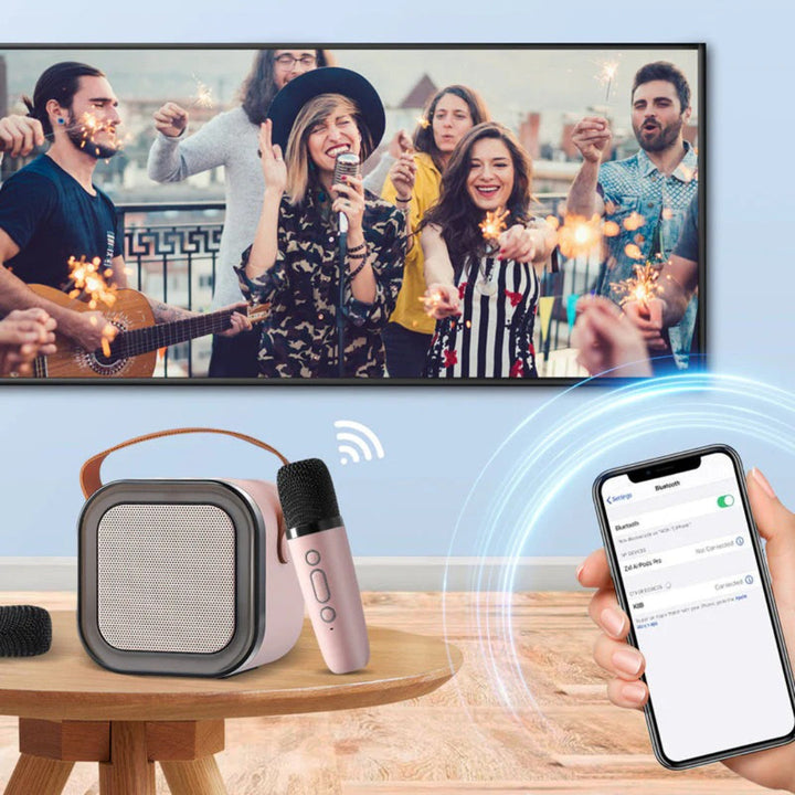 Compact Wireless Karaoke System with Microphone and Speaker