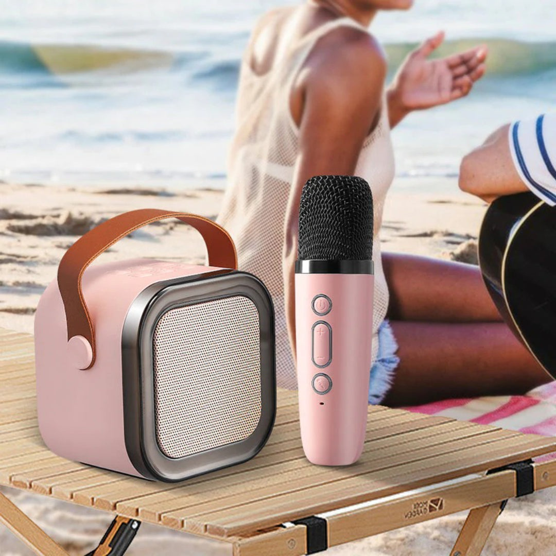 Compact Wireless Karaoke System with Microphone and Speaker