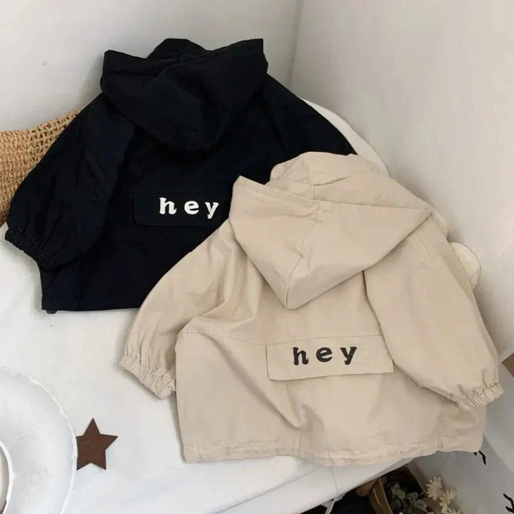 Unisex Kids' Hooded Windbreaker Jacket - Polyester