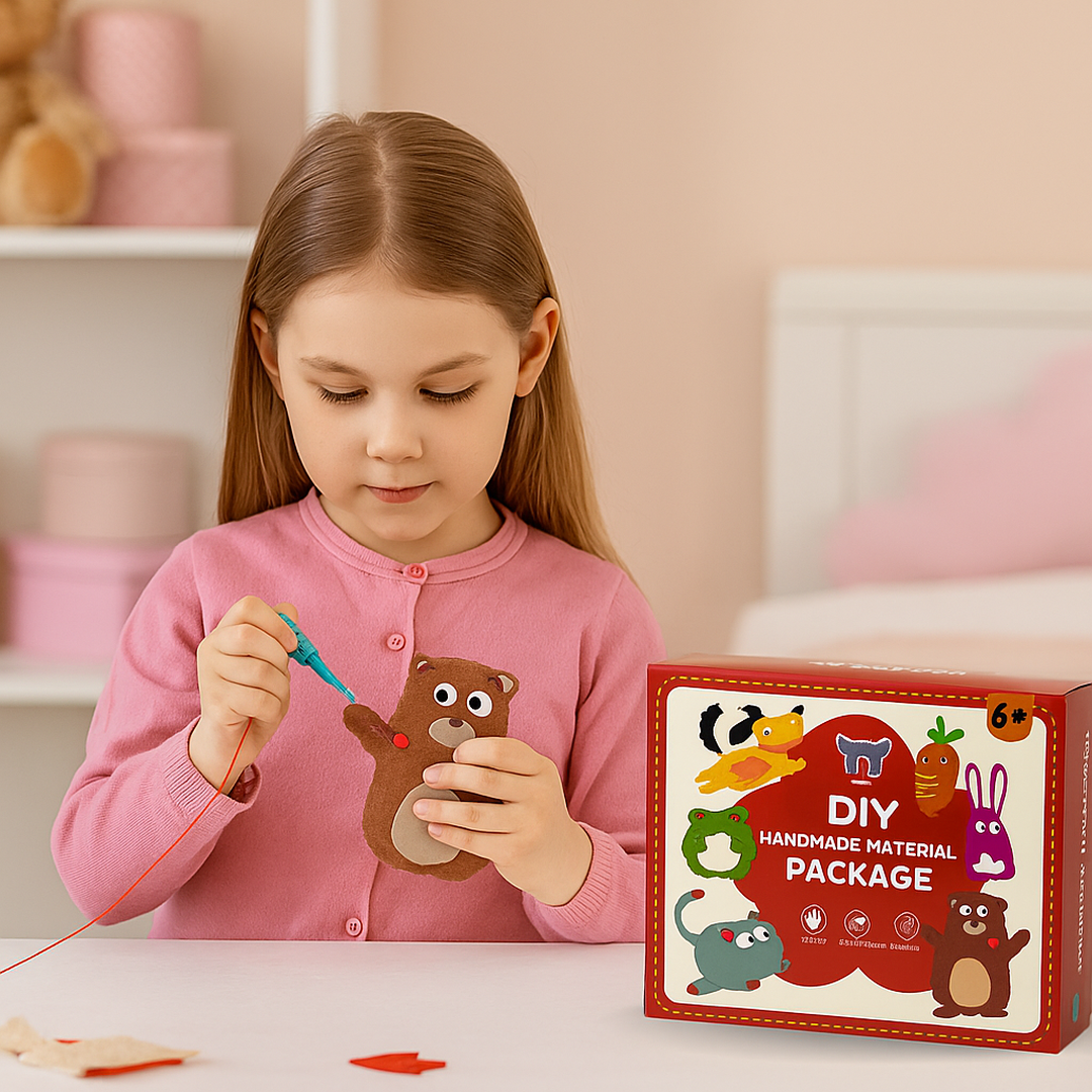 Kids' Safe Crafting Sewing Kit with Felt Animal Projects
