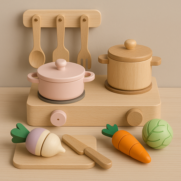 Wooden Cooking Playset – Kitchen Accessories for Imaginative Play
