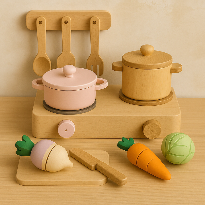 Wooden Cooking Playset – Kitchen Accessories for Imaginative Play