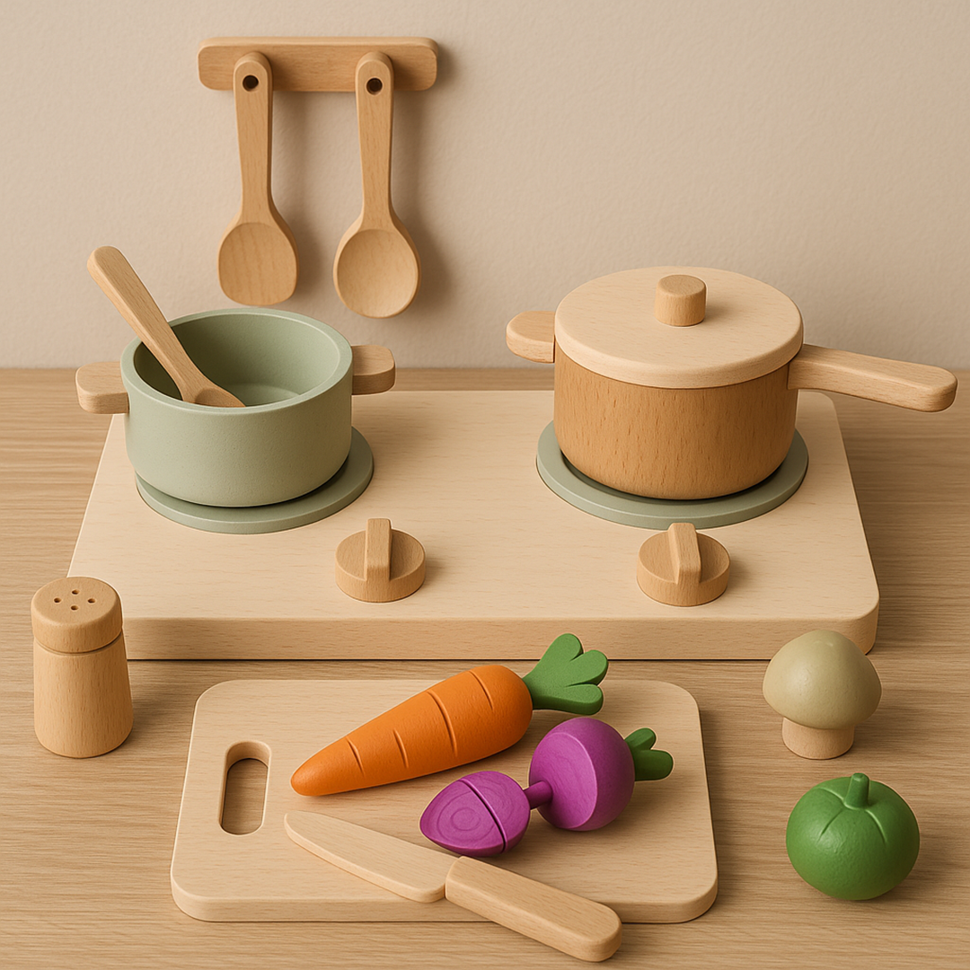 Wooden Cooking Playset – Kitchen Accessories for Imaginative Play