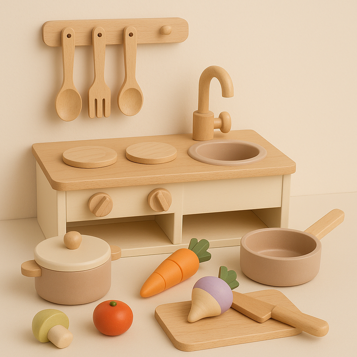 Wooden Cooking Playset – Kitchen Accessories for Imaginative Play