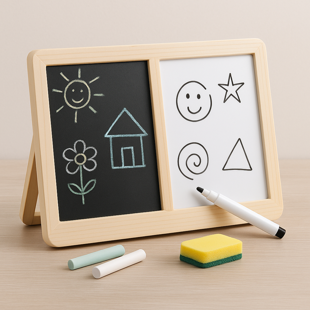 Double-Sided Drawing Board for Toddlers – Chalkboard and Whiteboard Combo