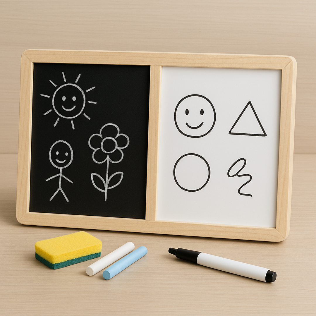 Double-Sided Drawing Board for Toddlers – Chalkboard and Whiteboard Combo