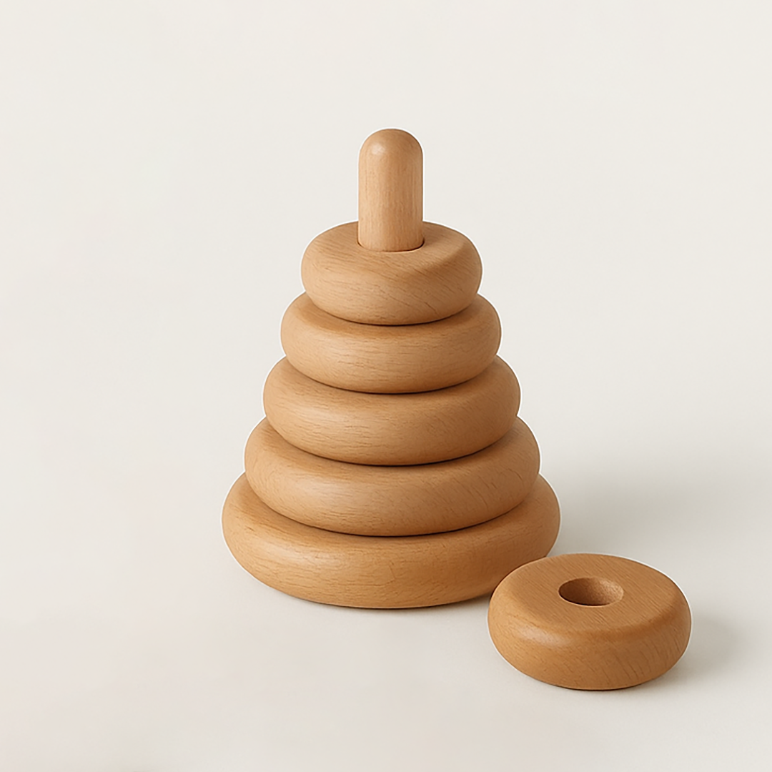 Set of 6 Wooden Stacking Discs for Kids