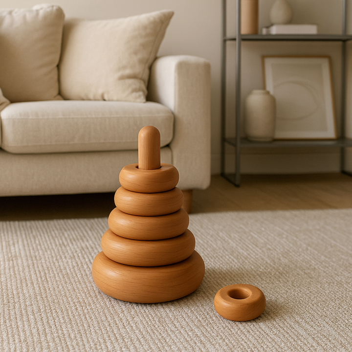 Set of 6 Wooden Stacking Discs for Kids