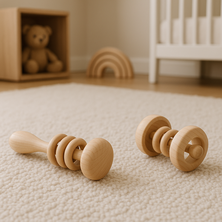 Set of 2 Wooden Rattles for Kids