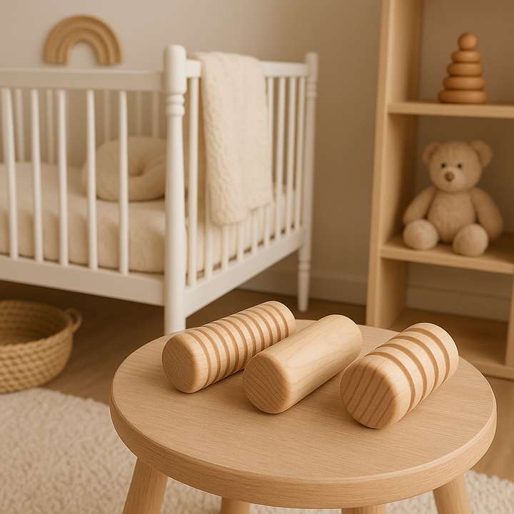 Set of 3 Sensory Wooden Rollers for Kids