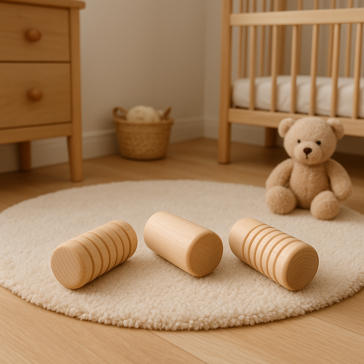 Set of 3 Sensory Wooden Rollers for Kids