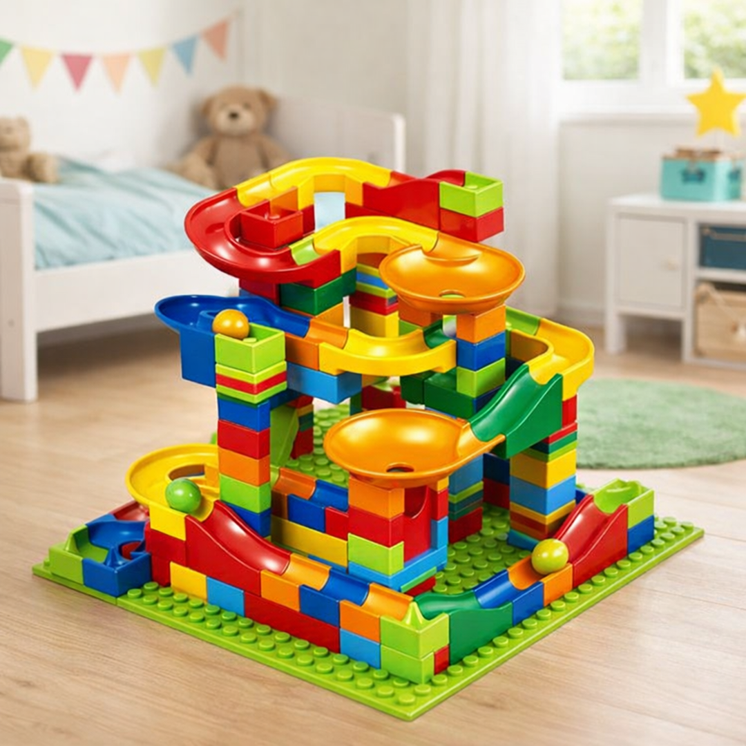 Customizable Ball Track with Building Blocks – Create Your Own Race Course