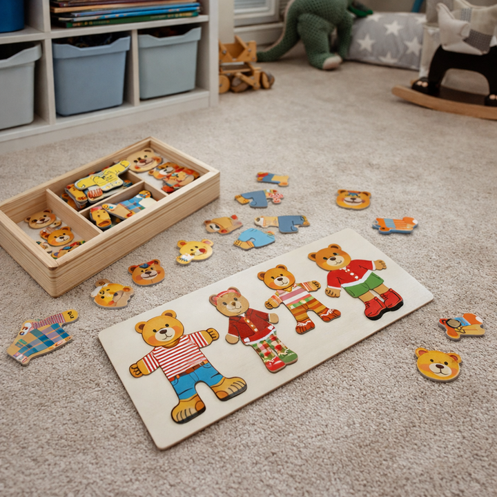 Wooden Dress-Up Puzzle – Boris Educational Toy for Enhancing Fine Motor Skills