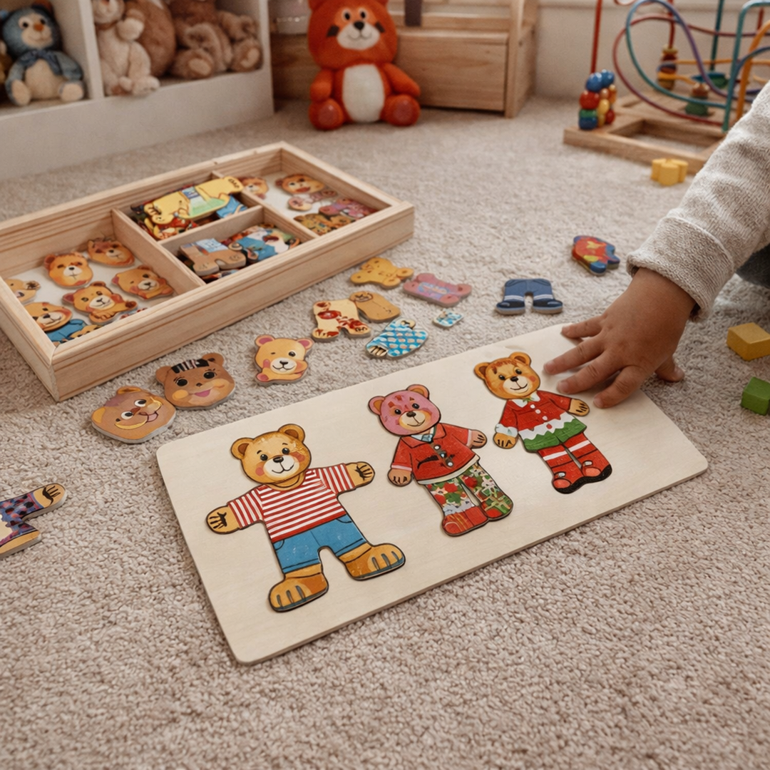 Wooden Dress-Up Puzzle – Boris Educational Toy for Enhancing Fine Motor Skills