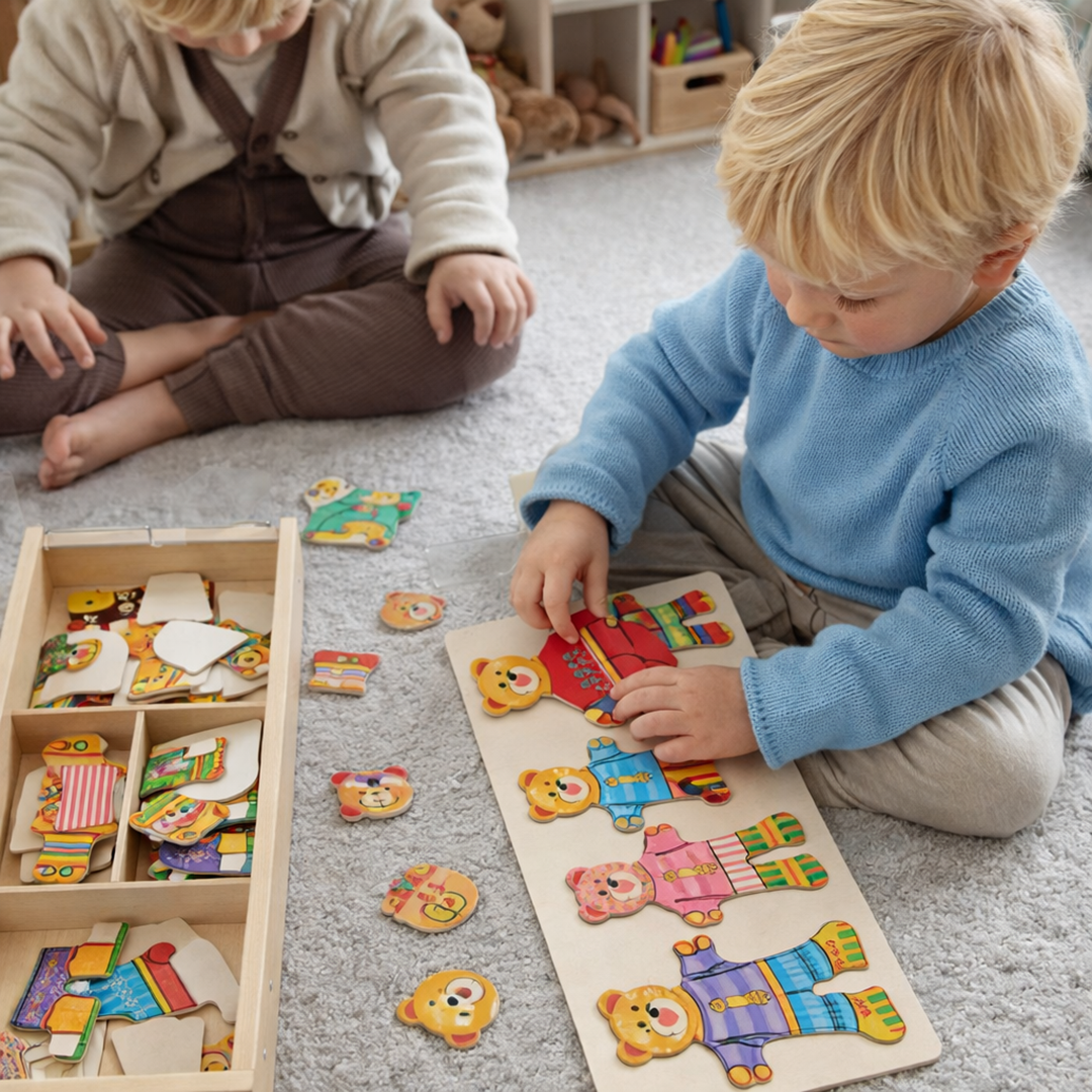 Wooden Dress-Up Puzzle – Boris Educational Toy for Enhancing Fine Motor Skills