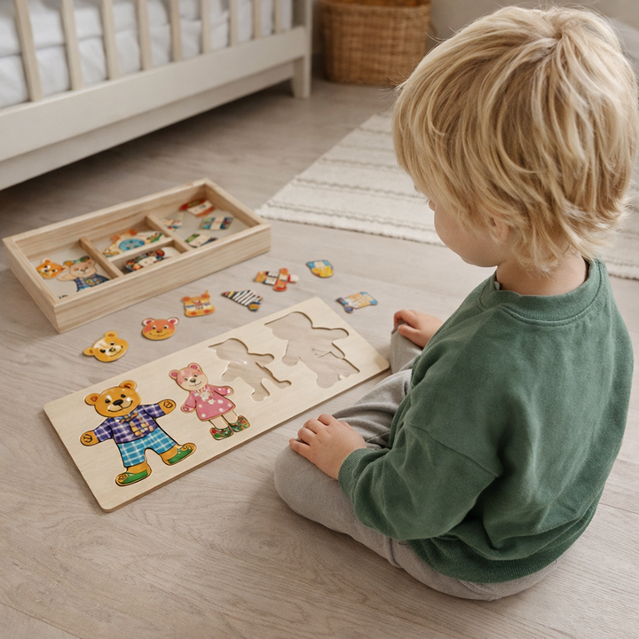 Wooden Dress-Up Puzzle – Boris Educational Toy for Enhancing Fine Motor Skills