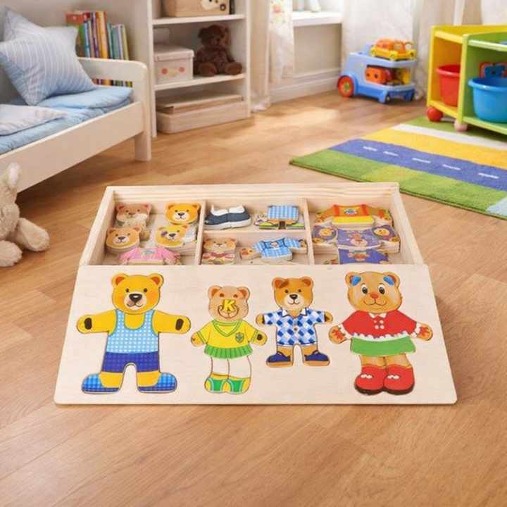 Wooden Dress-Up Puzzle – Boris Educational Toy for Enhancing Fine Motor Skills
