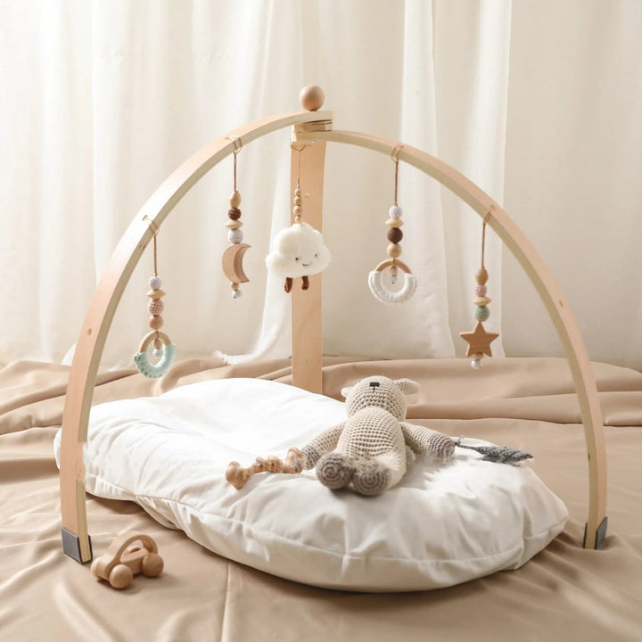 Wooden Baby Play Arch with Hanging Toys