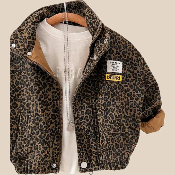 Brown Panther Print Cotton Jacket