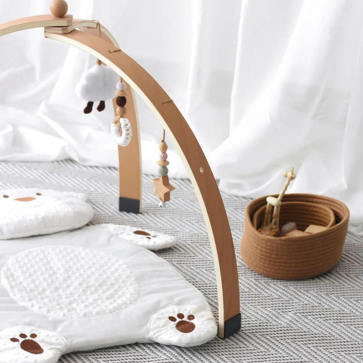 Wooden Baby Play Arch with Hanging Toys