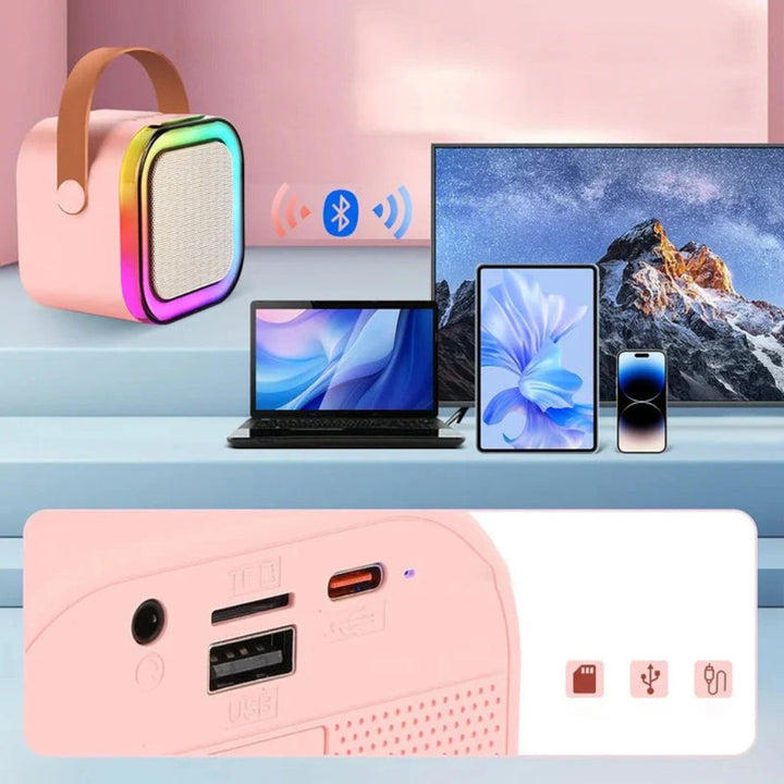 Compact Wireless Karaoke System with Microphone and Speaker