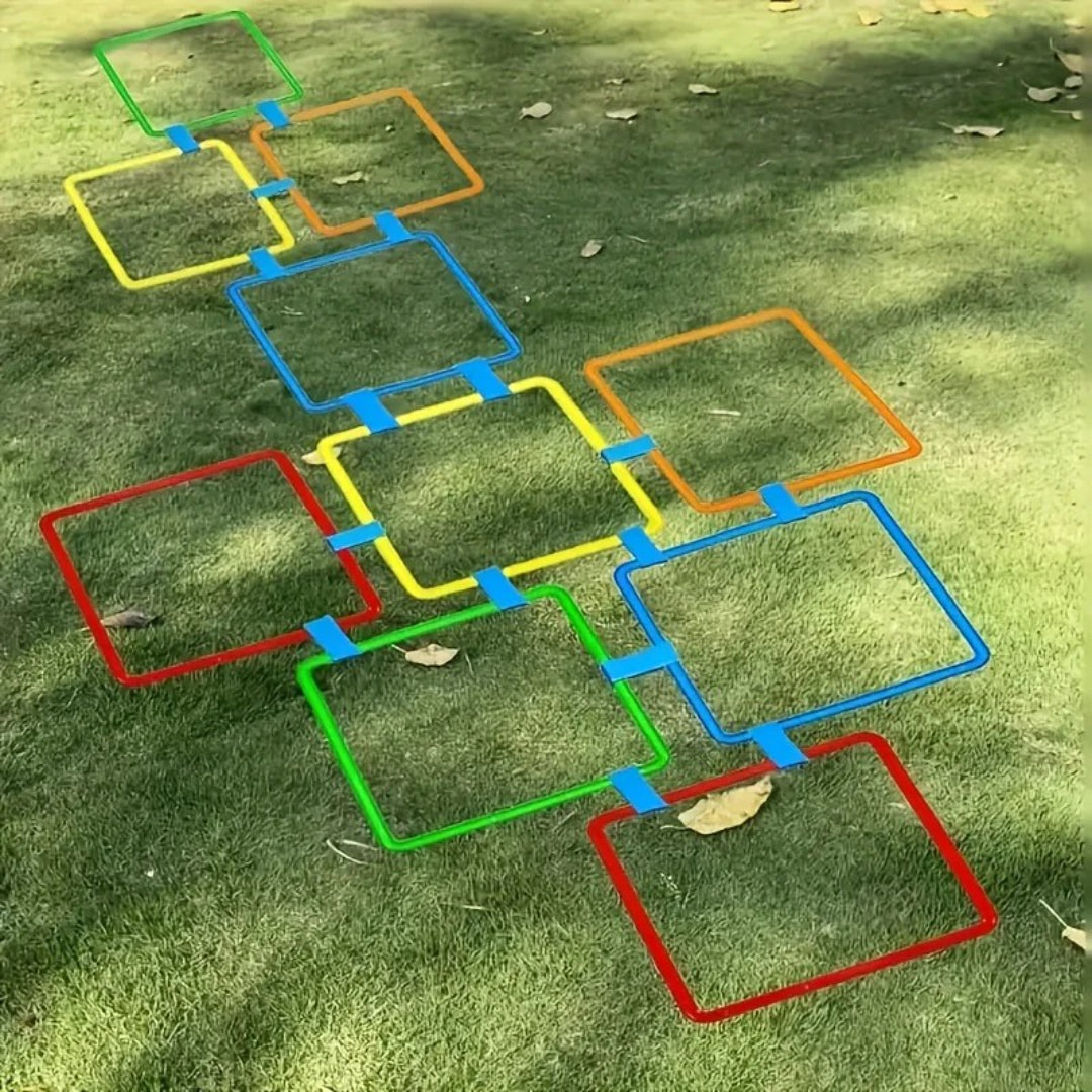 Colorful Sensory Jumping Game Set - 10-Piece Outdoor Skill Training Kit