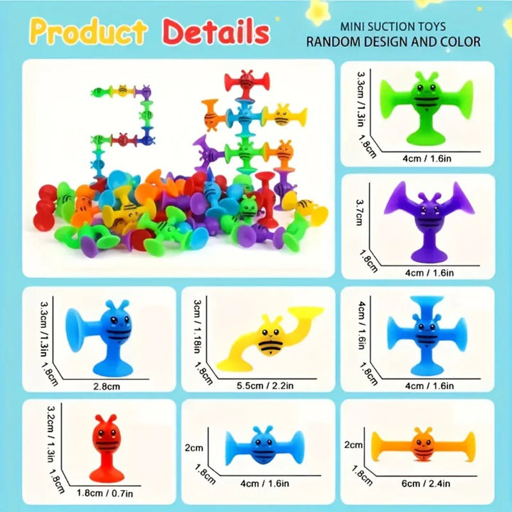 Colorful Sensory Building Toy Set with Suction Cups - Construction Block Kit