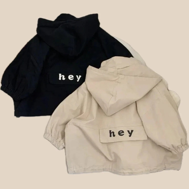 Unisex Kids' Hooded Windbreaker Jacket - Polyester