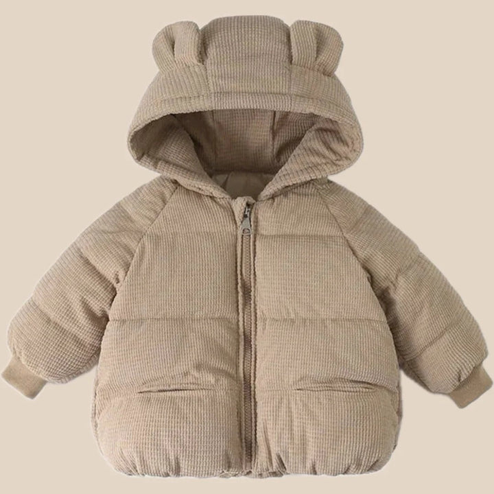Girl's Winter Coat with Bear Ear Hood and Cuffed Sleeves