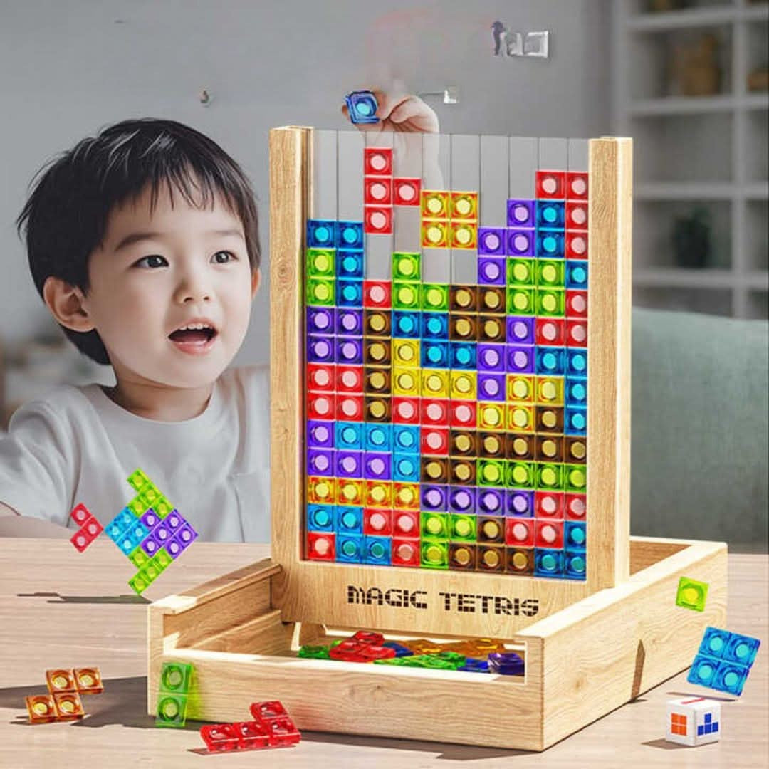 Eco-Friendly Tetris-Style Wooden Board Game – Logic Challenge Set