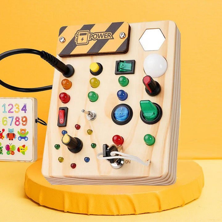 Interactive Wooden Sensory Board with Switches and Buttons