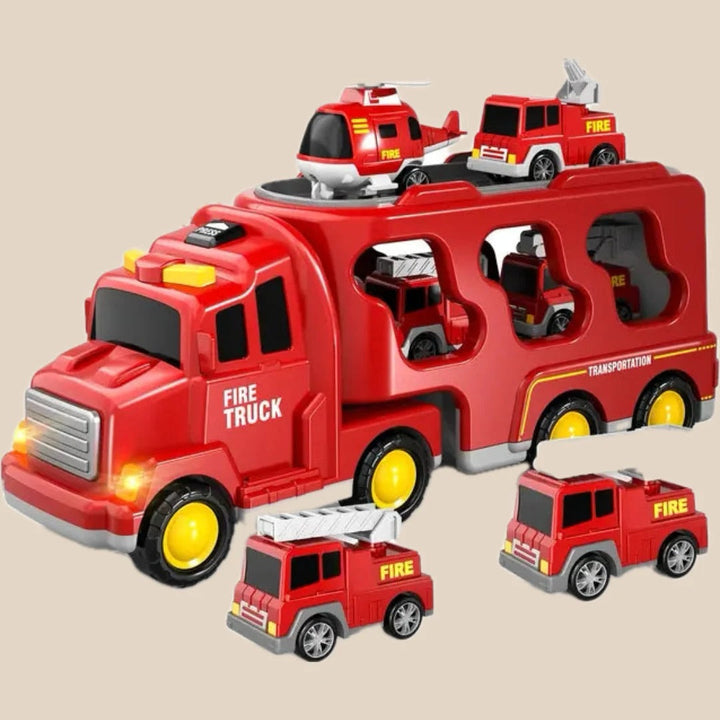 Dual-Layer Truck Set: Fire and Construction Vehicles