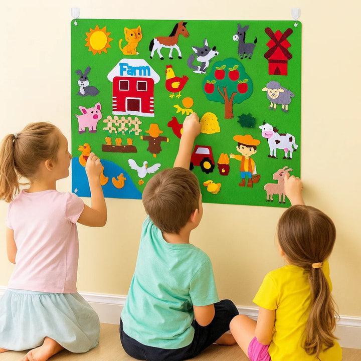 Farm-Themed Felt Activity Board with Animal Characters