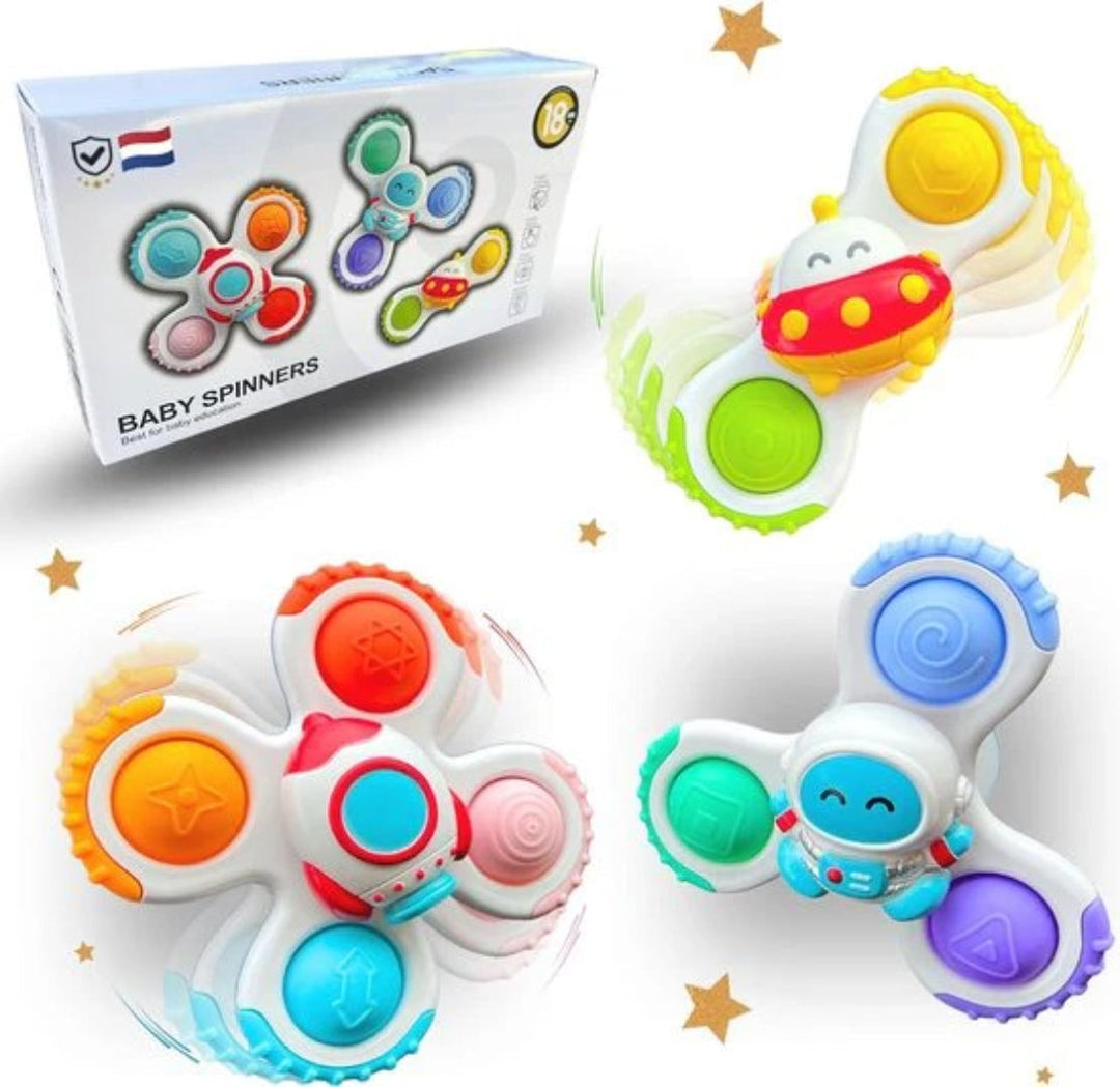 3-Piece Suction Cup Spinner Toy Set