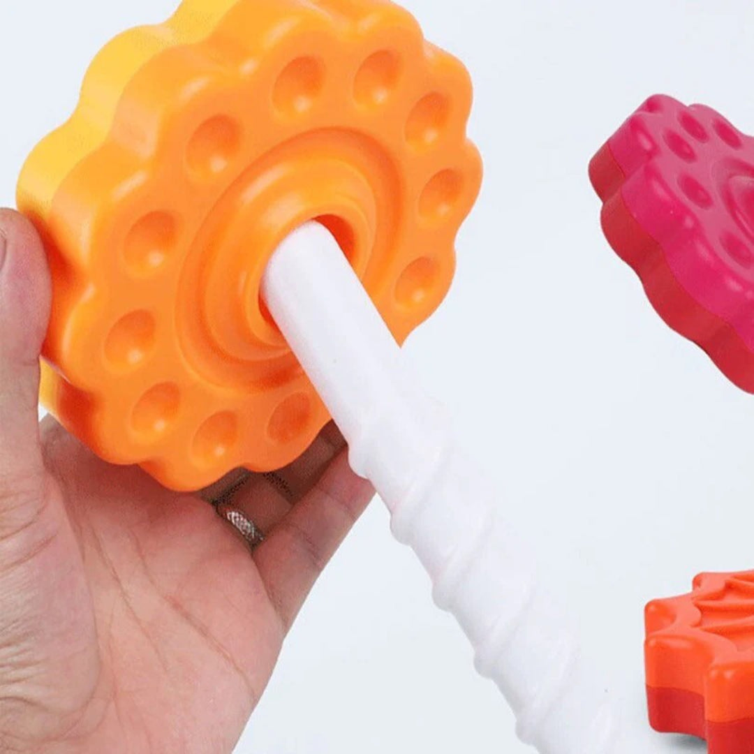 Colorful Building Blocks Stacking Tower with Rotating Design