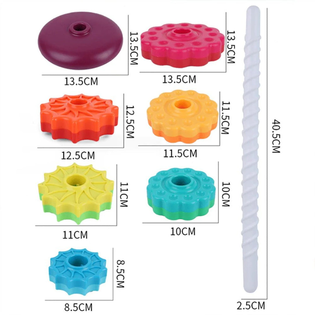 Colorful Building Blocks Stacking Tower with Rotating Design
