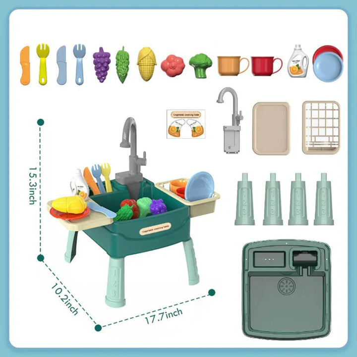 Kids' Play Kitchen Set with Functional Water Tap