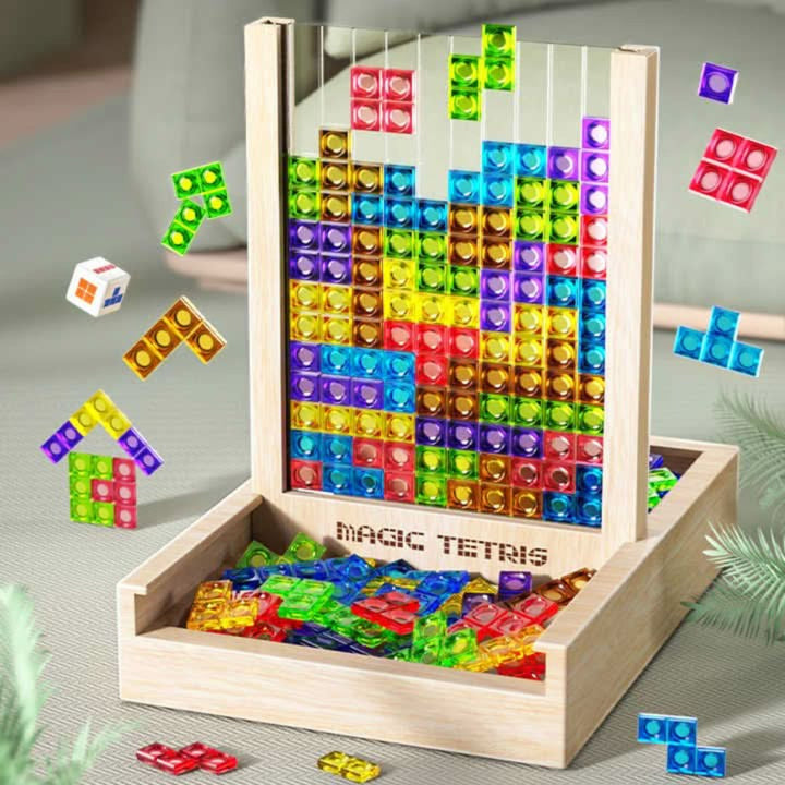 Eco-Friendly Tetris-Style Wooden Board Game – Logic Challenge Set