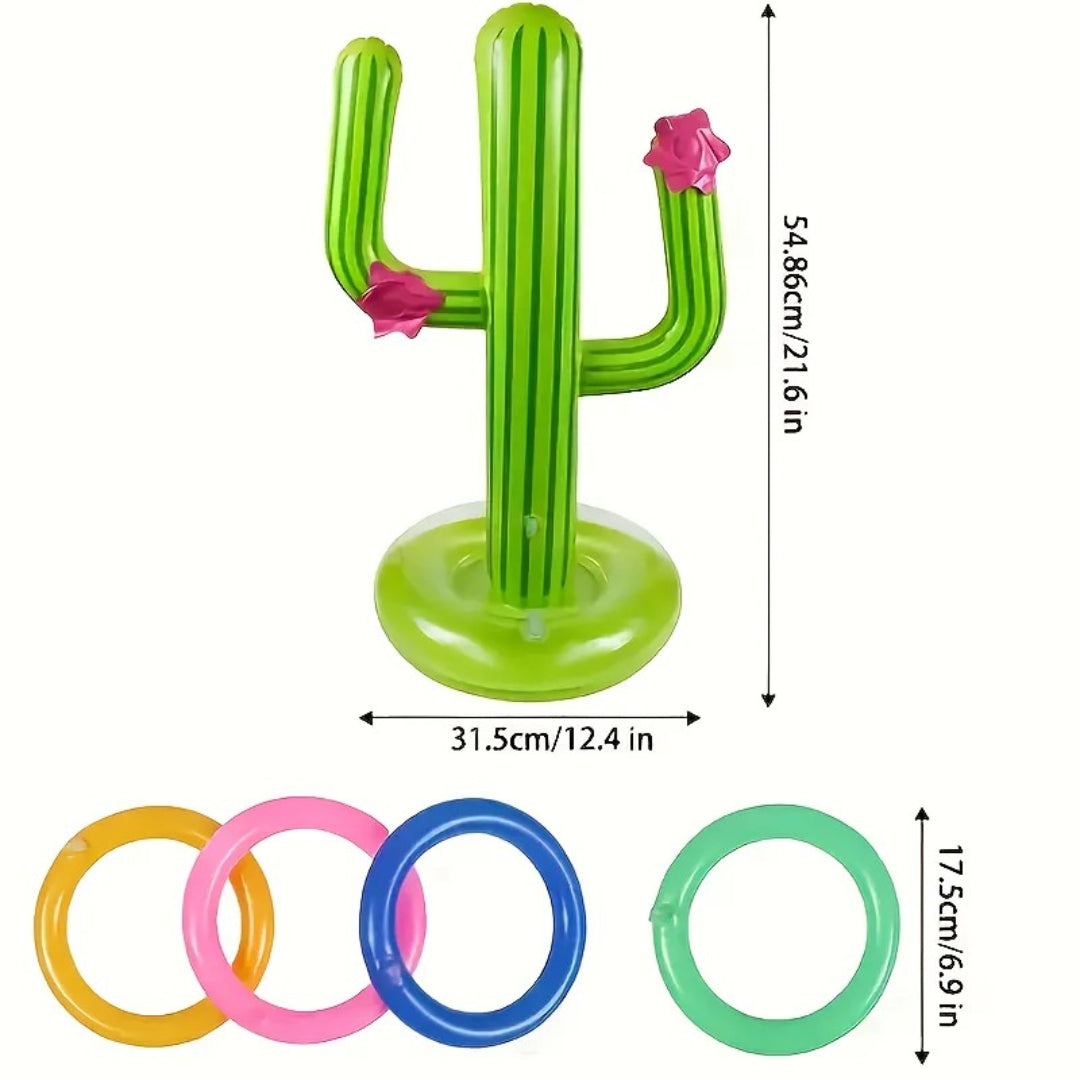 Cactus-Themed Inflatable Ring Toss Game Set