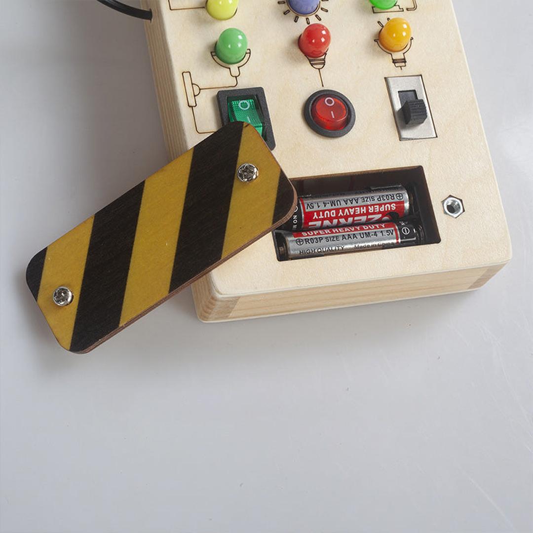 Interactive Wooden Sensory Board with Switches and Buttons