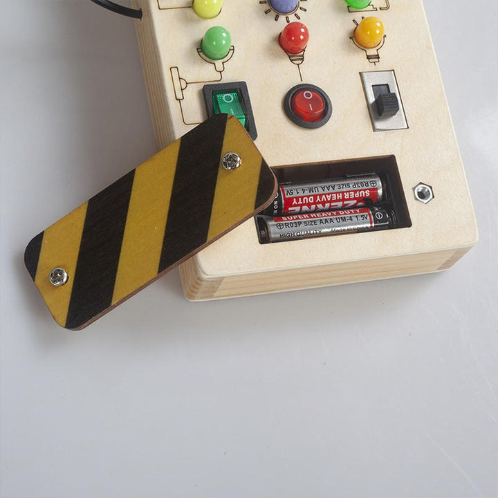 Interactive Wooden Sensory Board with Switches and Buttons