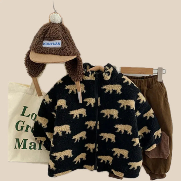 Unisex Fleece Vest Featuring Bear Design